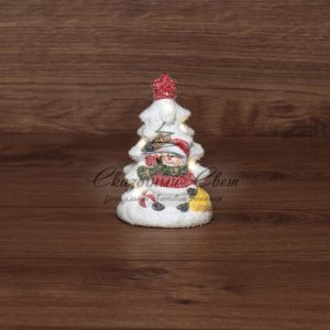 Керамическая фигурка «Елочка со снеговиком» 7.8х6.9х12.1 см