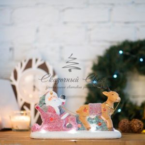 Керамическая фигурка «Дед Мороз в санях» 30.5х12.2х17.2 см