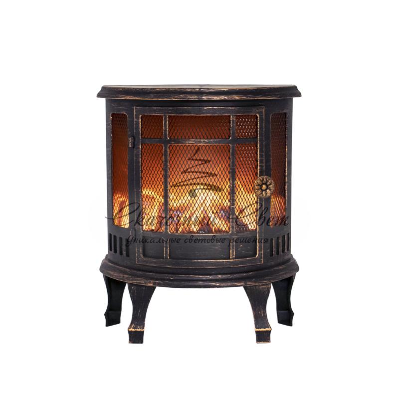 Светодиодный камин «Винтаж мини» с эффектом живого огня 24.8х12.7х30 см, батарейки 3хС (не в комплекте), с USB, бронзовый