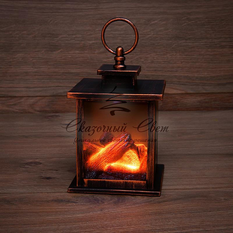 Светодиодный камин "Кантри" с эффектом живого огня 12х12х18,5 см, батарейки 3хАА (не в комплекте)