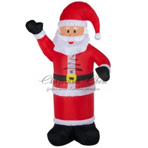 3D фигура надувная «Дед Мороз приветствует»,  размер 180 см,  внутренняя подсветка 5 LED,  компрессор с адаптером 12В,  IP 65 NEON-NIGHT