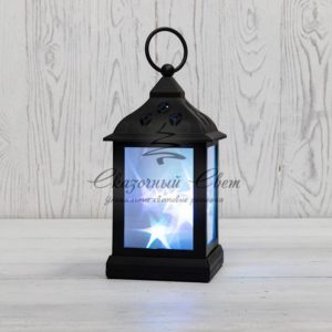 Декоративный фонарь 11х11х22,5 см,  черный корпус,  цвет свечения RGB с эффектом мерцания NEON-NIGHT