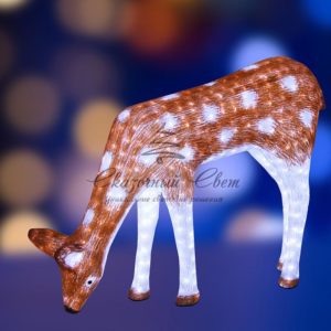 Акриловая светодиодная фигура «Олень мама коричневая» 82х116 см, 300 светодиодов IP65 понижающий трансформатор в комплекте, NEON-NIGHT