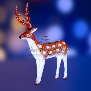 Акриловая светодиодная фигура «Олень папа коричневый» 153х115х28 см, 350 светодиодов, IP65 понижающий трансформатор в комплекте, NEON-NIGHT