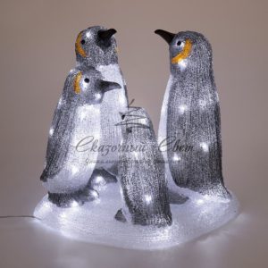 Акриловая светодиодная фигура «Семья пингвинов» 40х33х36 см, 80 светодиодов, IP65, понижающий трансформатор в комплекте NEON-NIGHT