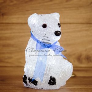 Акриловая светодиодная фигура «Белый мишка» 20 см, 4,5 В, 3 батарейки AA (не входят в комплект), 20 светодиодов, NEON-NIGHT