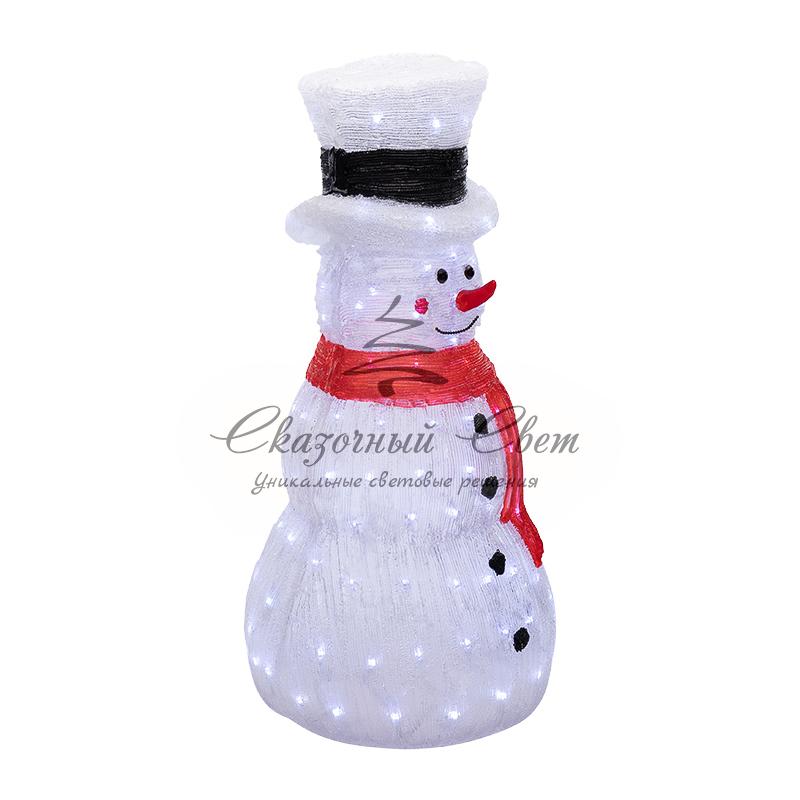 Акриловая светодиодная фигура «Снеговик в шляпе» 38х38х72 см, IP65, понижающий трансформатор в комплекте NEON-NIGHT