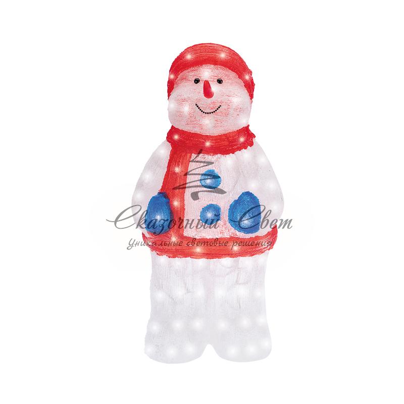 Акриловая светодиодная фигура «Снеговик в синих варежках» 31х25х59 см, IP65, понижающий трансформатор в комплекте NEON-NIGHT