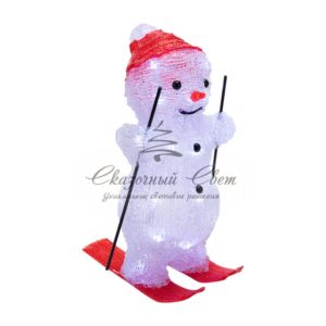 Акриловая светодиодная фигура «Снеговик на лыжах» 16х20х29 см,  30 светодиодов,  батарейки 3хАА (не входят в комплект) NEON-NIGHT