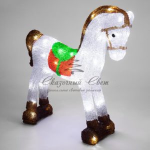 Акриловая светодиодная фигура «Лошадка» 38х13х38 см, 60 светодиодов, IP65, понижающий трансформатор в комплекте NEON-NIGHT