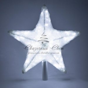 Акриловая светодиодная фигура «Звезда» 50см,  со съемной трубой и кольцом для подвеса, 160 светодиодов,  белая,  NEON-NIGHT
