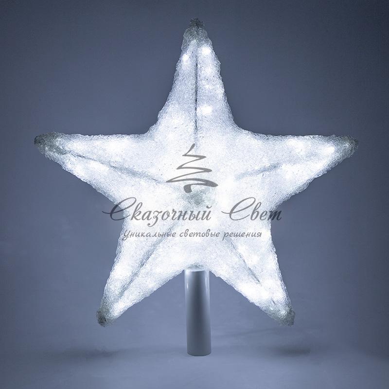 Акриловая светодиодная фигура "Звезда" 50см, со съемной трубой и кольцом для подвеса, 160 светодиодов, белая, NEON-NIGHT