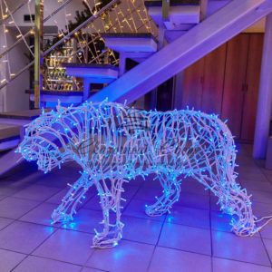 Световой арт-объект Синий Тигр, стоячий 180х140 см.