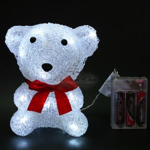 Светодиодный Медвежонок на Батарейках 16см Белый, 16 LED, IP54