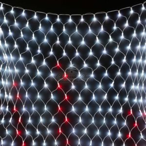 Светодиодная Сеть 2 x 2 м Разноцветная с Контроллером, 400 LED, Провод Белый Каучук, IP54