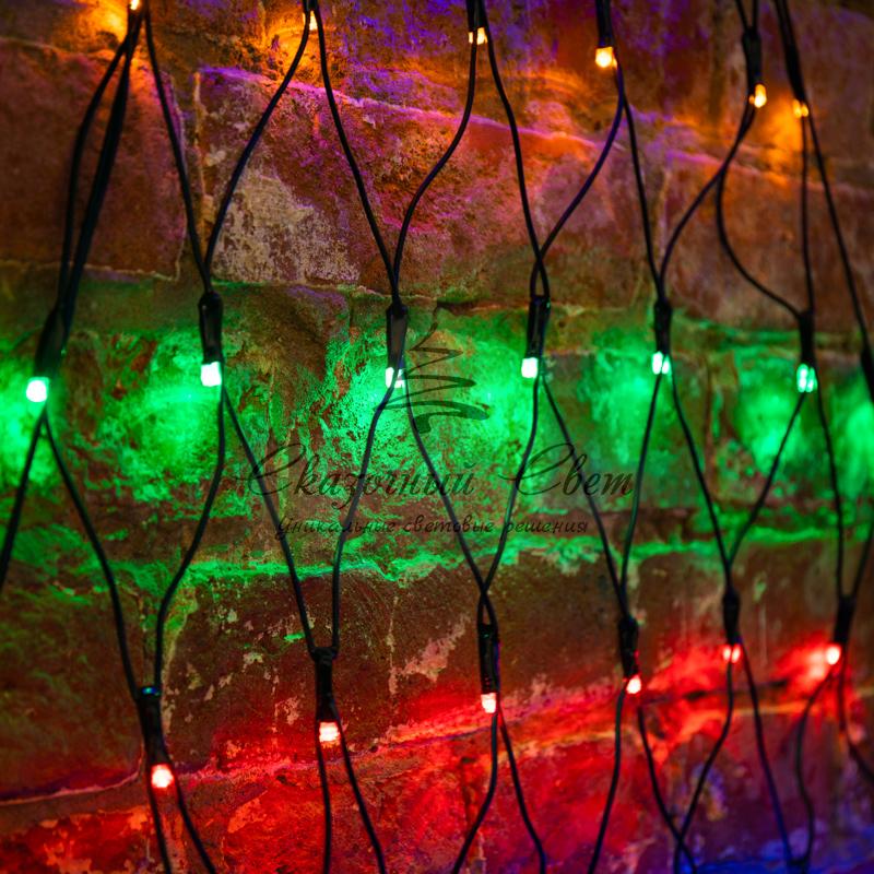 Гирлянда "Сеть" 2х2х1.5м, свечение с динамикой, черный ПВХ, 136 LED, 230 В, цвет: Мультиколор - Image 2