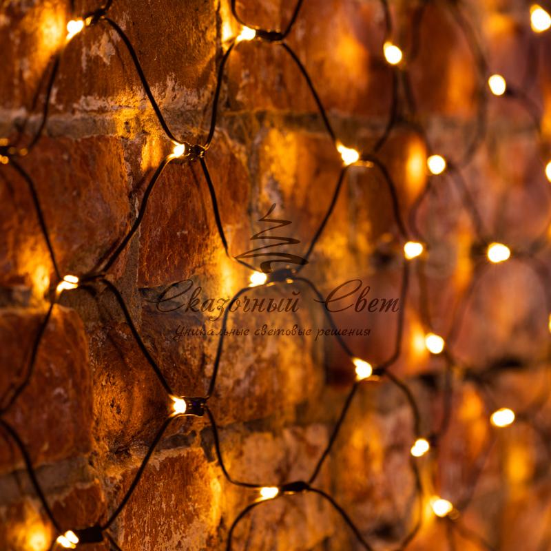 Гирлянда "Сеть" 2х1,5м, черный ПВХ, 288 LED ТЕПЛЫЙ БЕЛЫЙ - Image 2