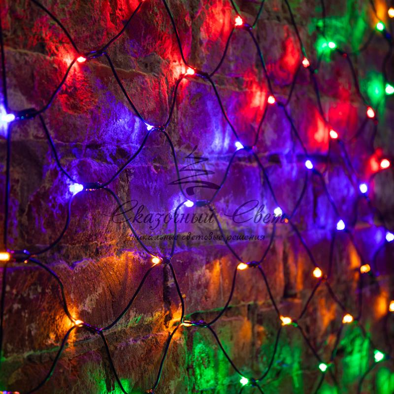 Гирлянда "Сеть" 2х1,5м, черный ПВХ, 240 LED Мультиколор - Image 2