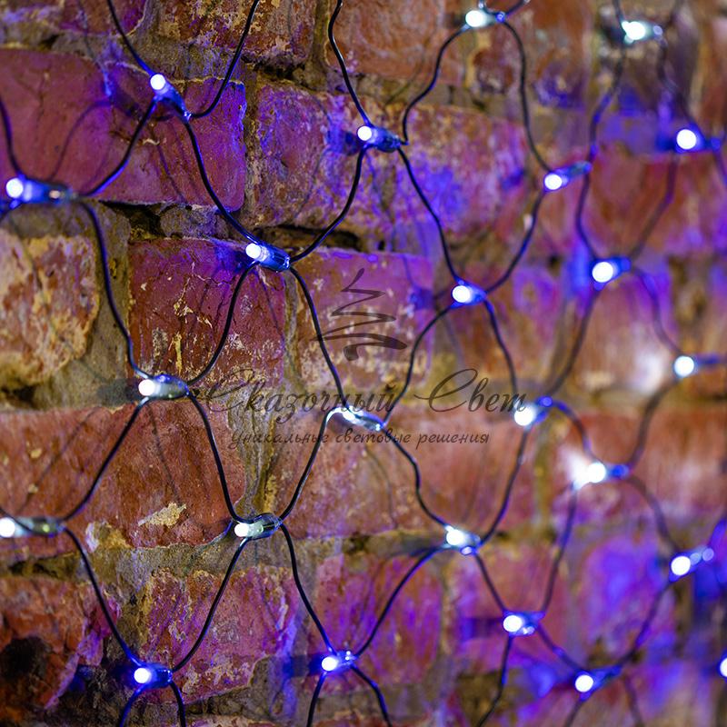 Гирлянда "Сеть" 2,5х2,5м, черный ПВХ, 432 LED Белые/Синие - Image 2