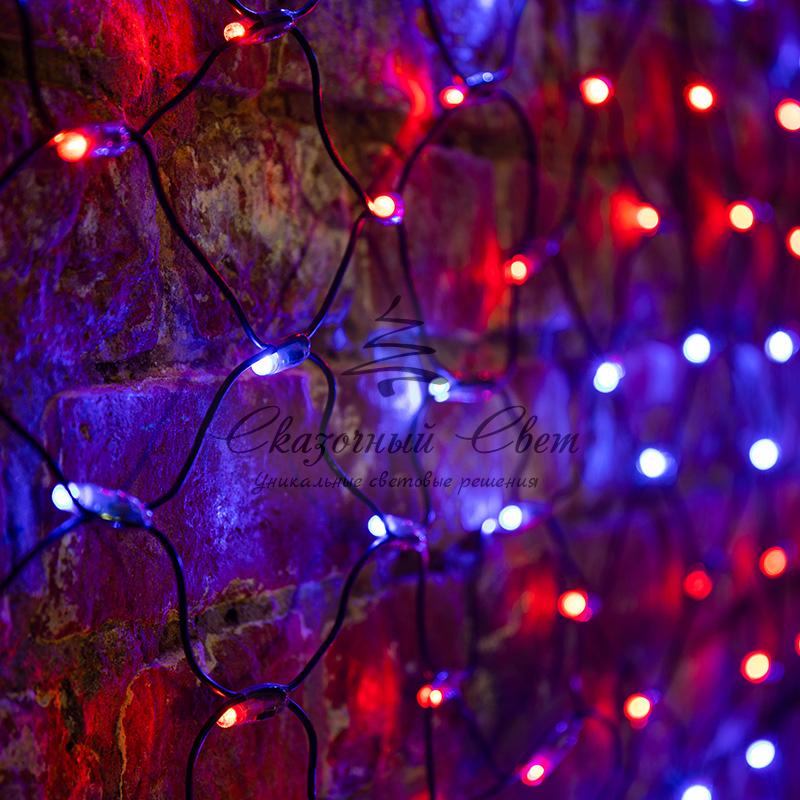 Гирлянда "Сеть" 2,5х2,5м, черный ПВХ, 432 LED Красные/Синие - Image 2