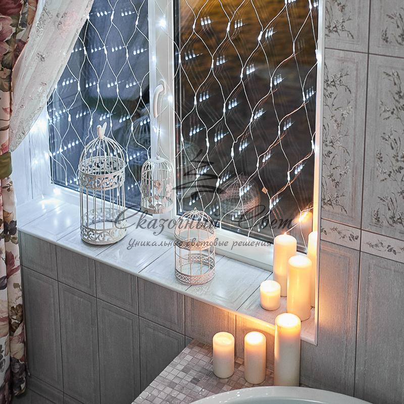 Гирлянда «Сеть» 1,5х1,5 м, прозрачный ПВХ, 96 LED белый - Image 2