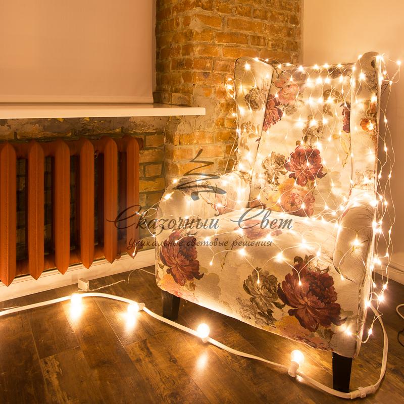 Гирлянда «Сеть» 1,5х1,5 м, прозрачный ПВХ, 96 LED теплый белый - Image 2