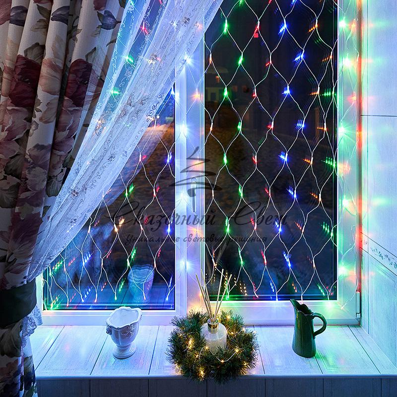 Гирлянда «Сеть» 1,5х1,5 м, прозрачный ПВХ, 96 LED мультиколор - Image 2
