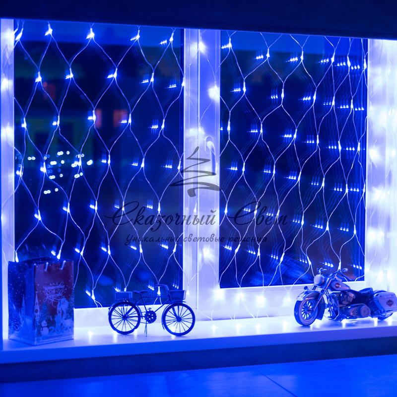 Гирлянда "Сеть" 1,5х1,5м, прозрачный ПВХ, 150 LED Синие - Image 2