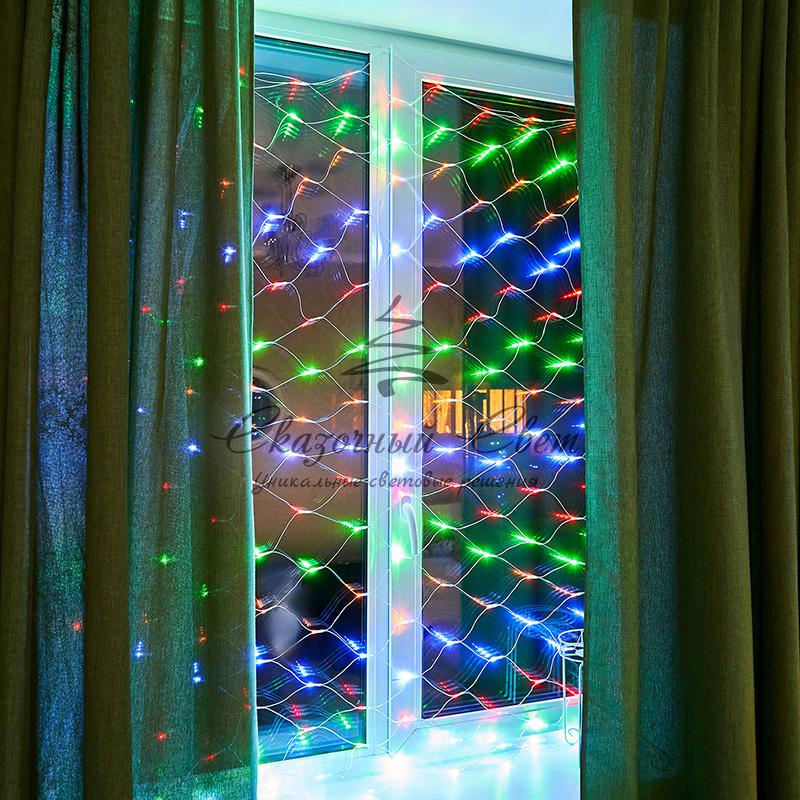 Гирлянда "Сеть" 1,8х1,5м, прозрачный ПВХ, 180 LED Мультиколор - Image 2