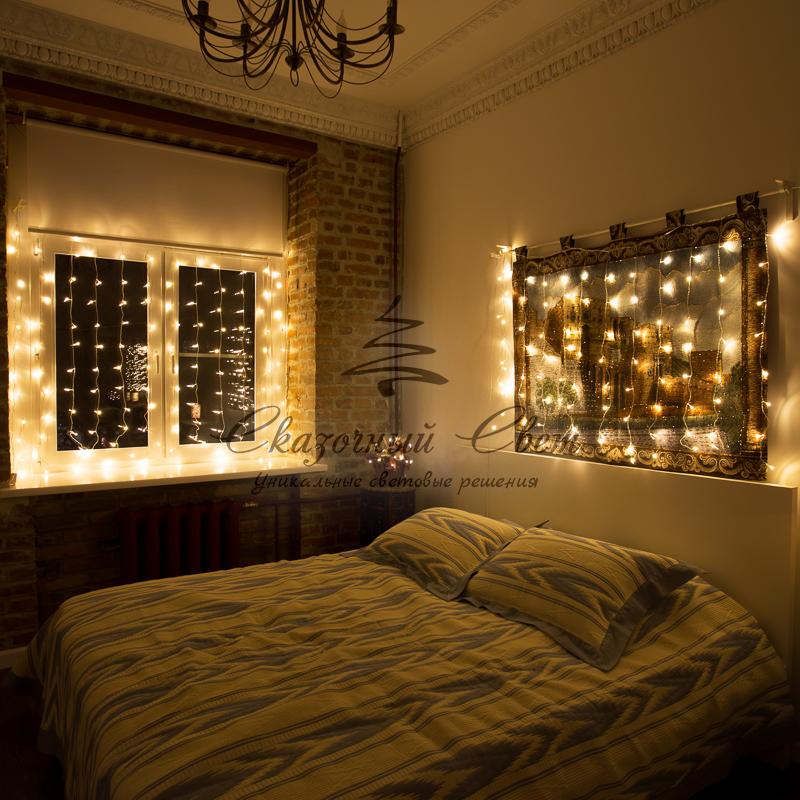 Гирлянда "Светодиодный Дождь" 1,5х1м, свечение с динамикой, прозрачный провод, 230 В, диоды ТЕПЛЫЙ БЕЛЫЙ - Image 2