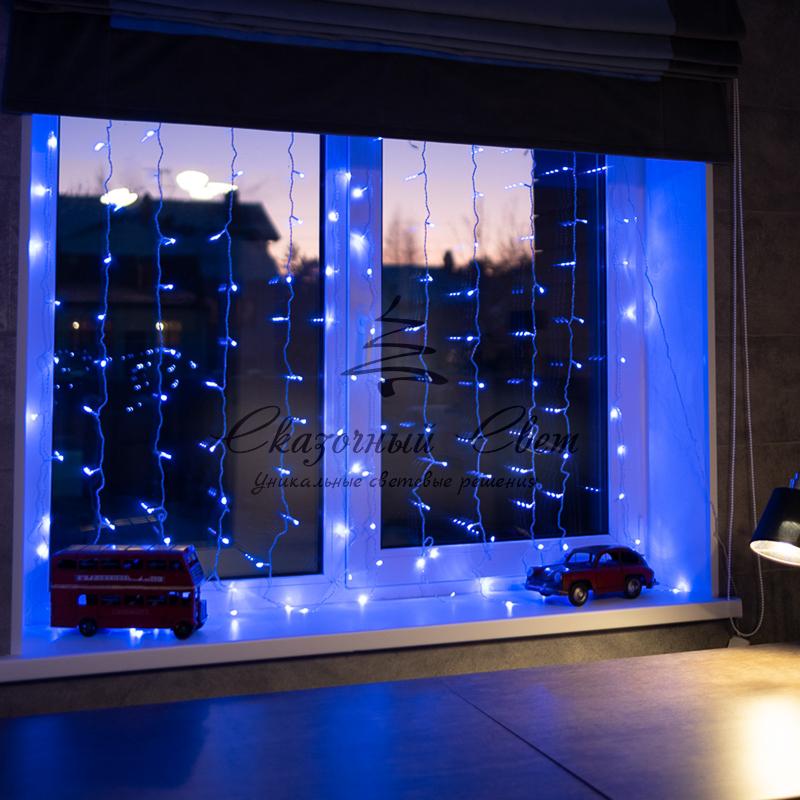 Гирлянда "Светодиодный Дождь" 1,5х1,5м, свечение с динамикой, прозрачный провод, 230 В, диоды СИНИЕ - Image 2