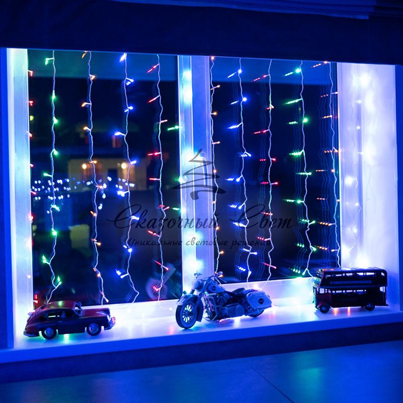 Гирлянда "Светодиодный Дождь" 1,5х1,5м, свечение с динамикой, прозрачный провод, 230 В, диоды МУЛЬТИКОЛОР - Image 2