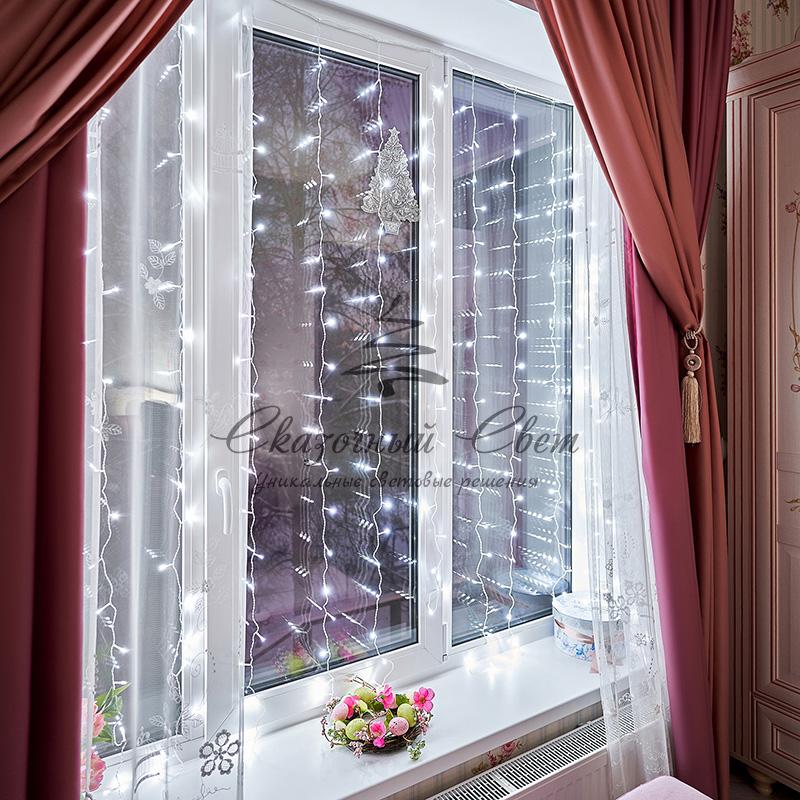 Гирлянда "Светодиодный Дождь" 2,5x2м, свечение с динамикой, прозрачный провод, 230 В, диоды БЕЛЫЕ - Image 2