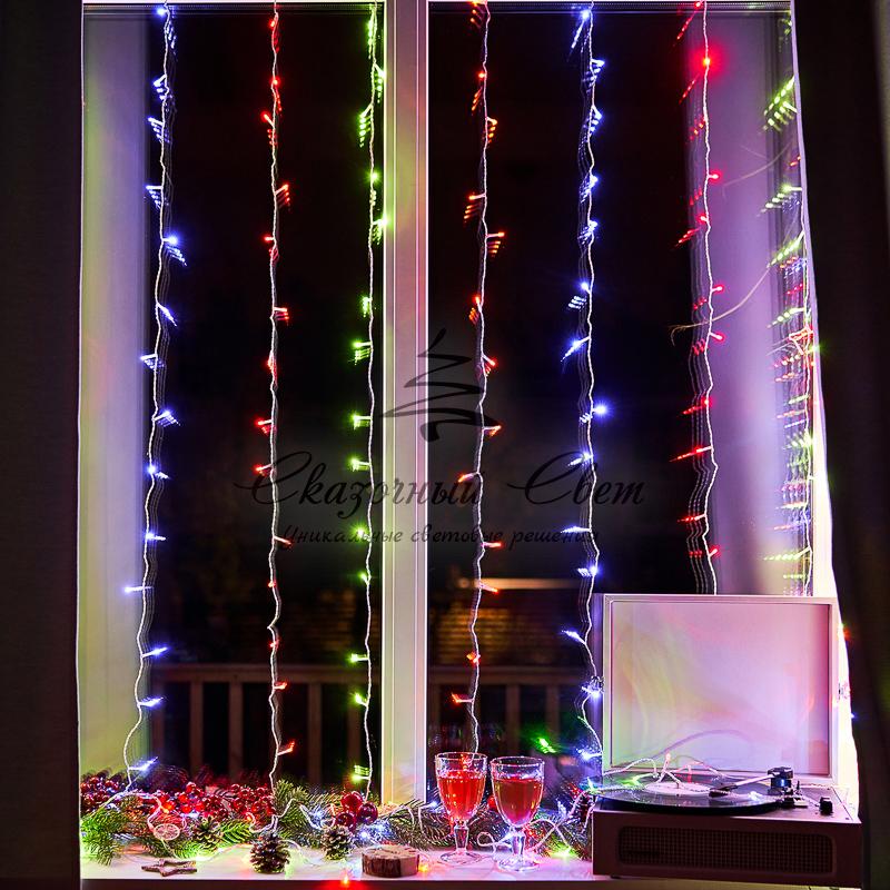 Гирлянда "Светодиодный Дождь" 2,5x2 м, свечение с динамикой, прозрачный провод, 230 В, диоды МУЛЬТИКОЛОР - Image 2