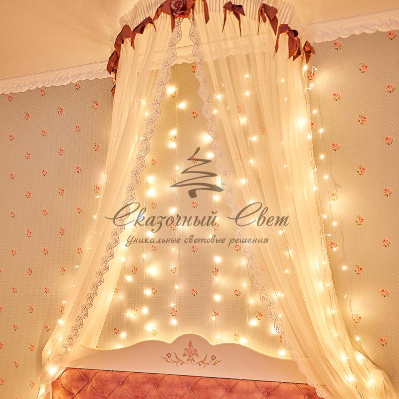 Гирлянда "Светодиодный Дождь" 2*3 м, свечение с динамикой, прозрачный провод, 230 В, цвет Теплый Белый - Image 2