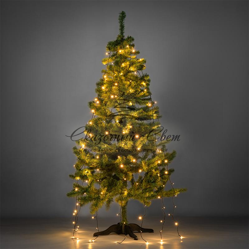 Елочная гирлянда с кольцом, 7 нитей по 1,5 метра, цвет диодов теплый белый, не соединяется - Image 2