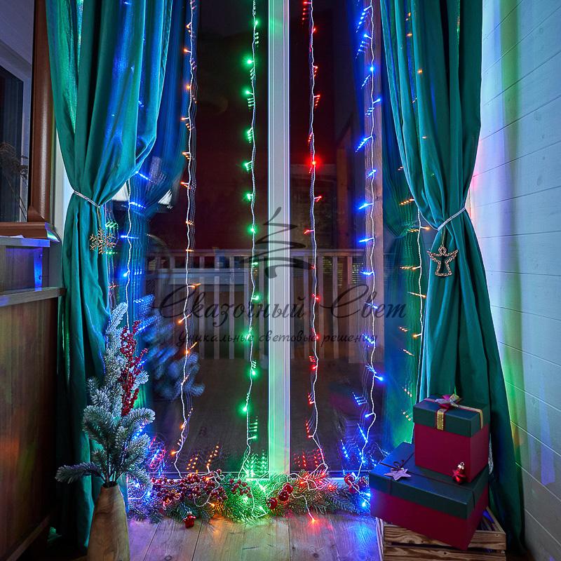 Гирлянда «Светодиодный Дождь» 3х2 м, свечение с динамикой, прозрачный провод, 230 В, диоды мультиколор - Image 2