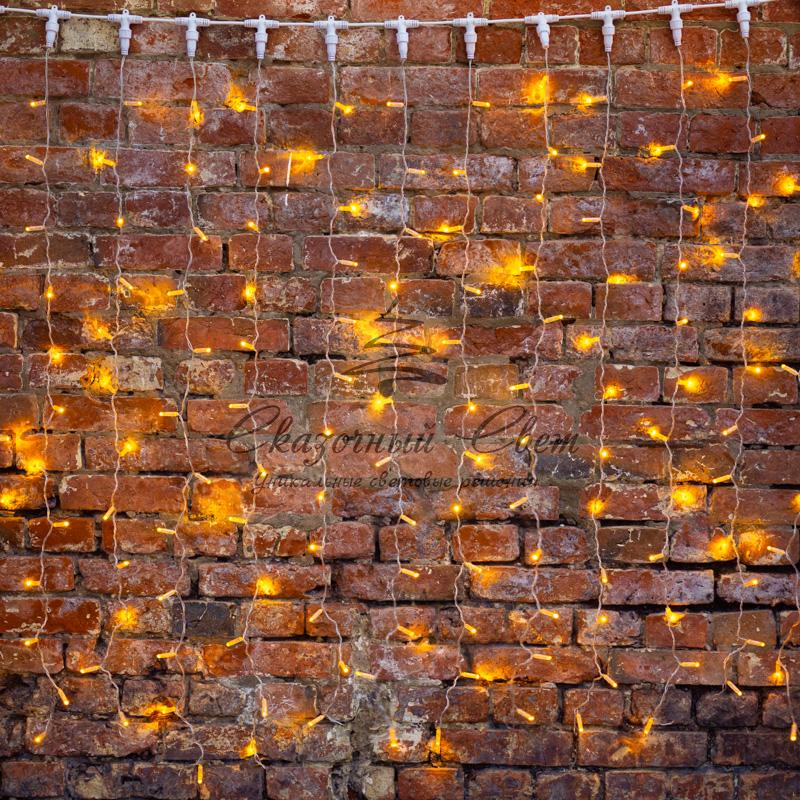 Гирлянда "Светодиодный Дождь" 2х3м, постоянное свечение, прозрачный провод, 230 В, диоды ЖЁЛТЫЕ - Image 2