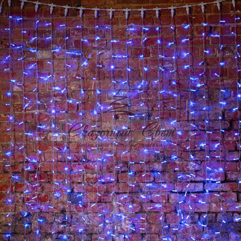 Гирлянда "Светодиодный Дождь" 2х3м, постоянное свечение, прозрачный провод, 230 В, диоды СИНИЕ - Image 2