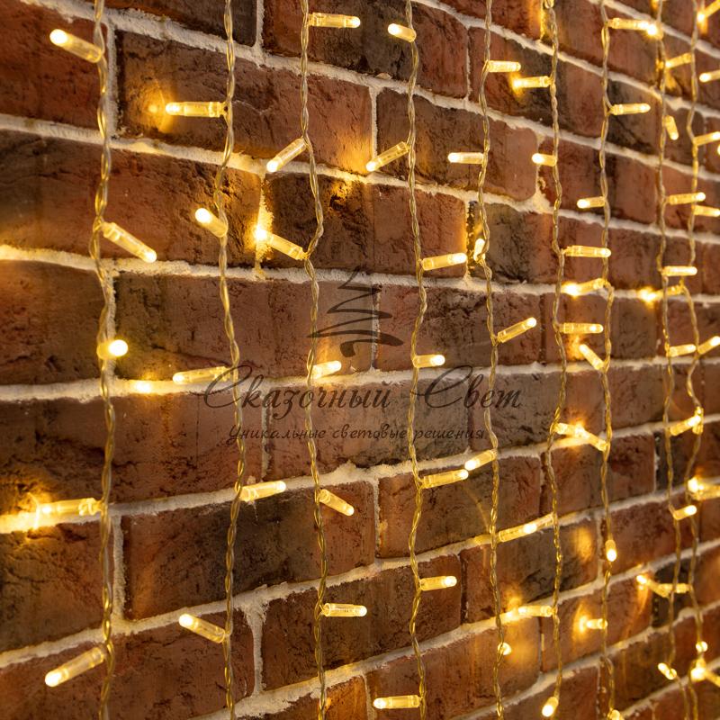 Гирлянда "Светодиодный Дождь" 2х3м, постоянное свечение, прозрачный провод, 230 В, цвет: Золото - Image 2