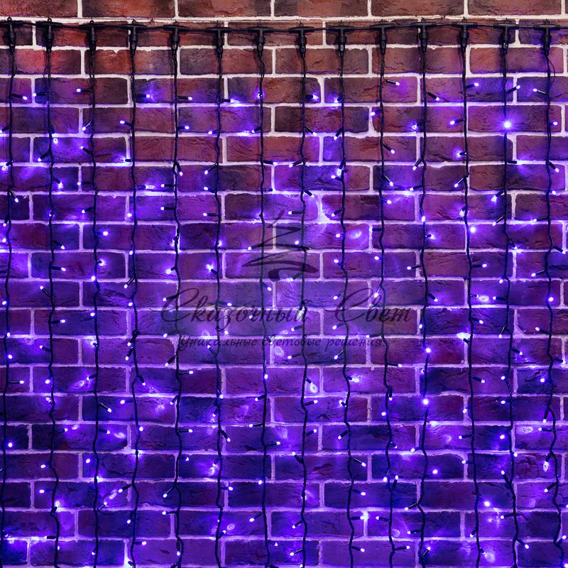 Гирлянда "Светодиодный Дождь" 2х6м, эффект водопада, черный провод, 230 В, диоды СИНИЕ - Image 2