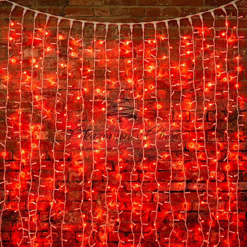 Гирлянда "Светодиодный Дождь" 2х1,5м, постоянное свечение, белый провод "КАУЧУК", 230 В, диоды КРАСНЫЕ - Image 2