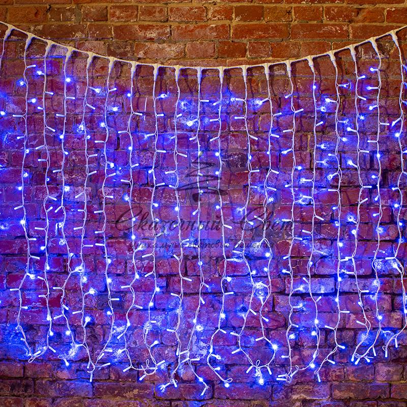 Гирлянда "Светодиодный Дождь" 2х1,5м, постоянное свечение, белый провод "КАУЧУК", 230 В, диоды СИНИЕ - Image 2
