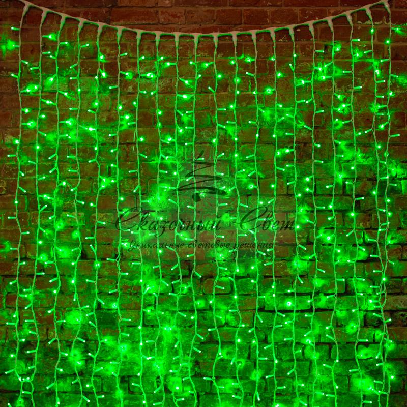 Гирлянда "Светодиодный Дождь" 2х3м, постоянное свечение, белый провод "КАУЧУК", 230 В, диоды ЗЕЛЕНЫЕ - Image 2