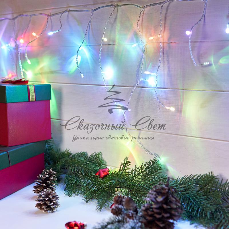 Гирлянда Айсикл (бахрома) светодиодный, 1,8 х 0,5 м, прозрачный провод, 230 В, диоды RGB - Image 2