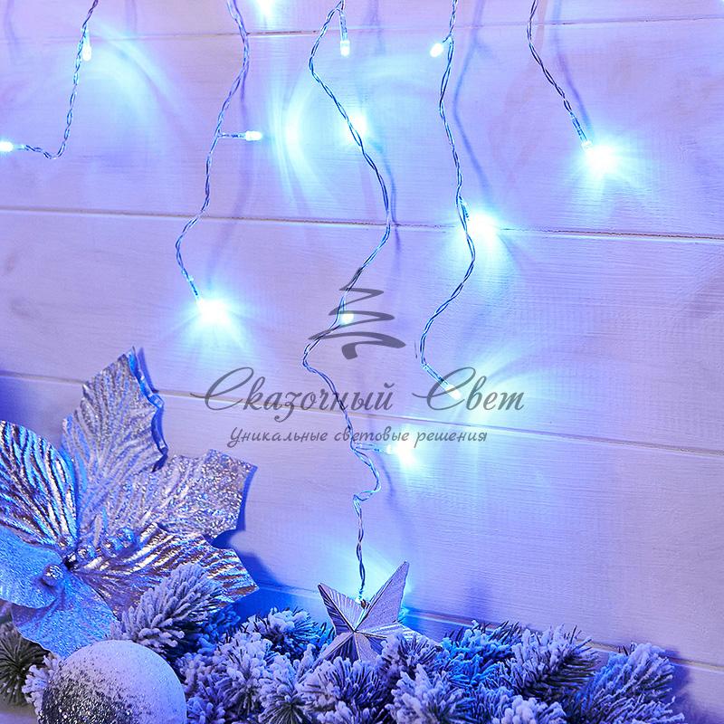 Гирлянда Айсикл (бахрома) светодиодный, 1,8 х 0,5 м, прозрачный провод, 230 В, диоды синие - Image 2