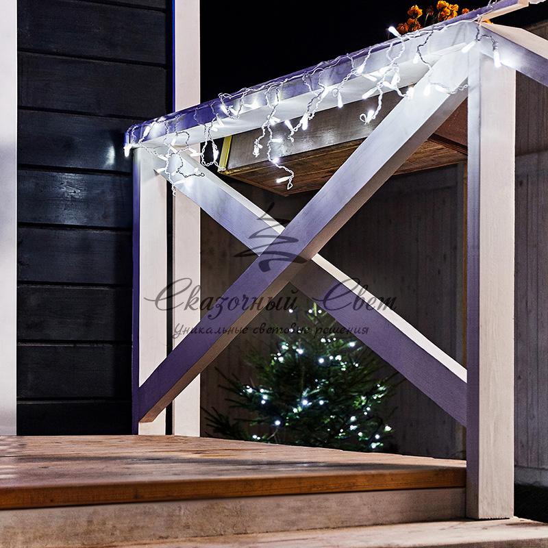 Гирлянда Айсикл (бахрома) светодиодный, 1,8 х 0,5 м, белый провод, 230 В, диоды белые, 48 LED - Image 2