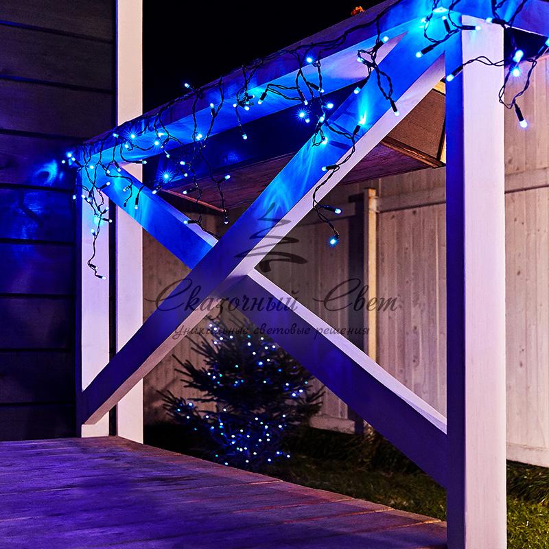 Гирлянда Айсикл (бахрома) светодиодный, 2,4 х 0,6 м, черный провод, 230 В, диоды синие, 88 LED NEON-NIGHT - Image 2
