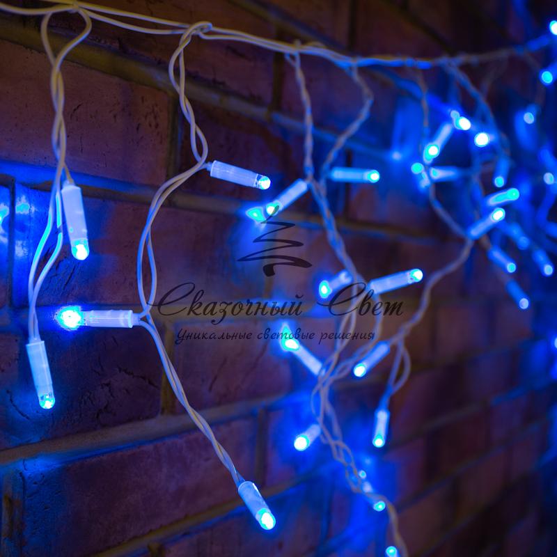 Гирлянда Айсикл (бахрома) светодиодный, 2,4 х 0,6 м, белый провод, 230 В, диоды синие, 76 LED - Image 2