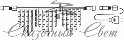 Гирлянда Айсикл (бахрома) светодиодный, 2,4х0,6м, эффект мерцания, прозрачный провод, 220В, диоды БЕЛЫЕ, NEON-NIGHT - Image 2